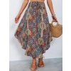 Kadın Beli Lastikli Bağcıklı Asimetrik Kesim Detaylı Desenli Bürümcük Etek
