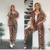Kadın Dalgıç Kumaş Dijital Leopar Baskılı şerit Detaylı Takım
