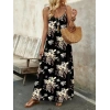 Kadın Ip Askılı V Yakalı çiçek Desenli Süprem Elbise
