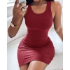 Kadın Kalın Askılı Bodycon Kaşkorse Mini Elbise