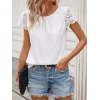 Kadın Kısa Dantel Kollu Bisiklet Yaka Sandy Bluz