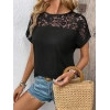 Kadın Kısa Kollu Bisiklet Yaka Dantel Detaylı Viskon Bluz