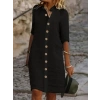 Kadın Kısa Kollu Hakim Yaka önden Düğmeli Kısa Müslim Elbise