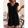Kadın Kısa Kollu V Yakalı Viskon Elbise