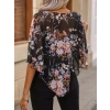 Kadın Kısa Kollu Yuvarlak Yaka çiçek Baskılı Asimetrik Kesim şifon Bluz