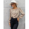Kadın Uzun Kollu Bisiklet Yaka Desenli Bluz