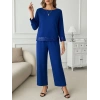 Kadın Uzun Kollu Bisiklet Yaka Pulpayetli Viskon Iki Iplik Bluz Ve Pantolon Ikili Takım