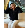 Kadın Uzun Kollu önden Fermuarlı Cepli Peluş Sweat