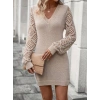 Kadın Uzun Kollu V Yakalı Mini Triko Elbise