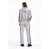KADIN Yandan Şeritli Eşofman Takım Kapüşonlu Sweatshirt Boru Paça Alt, Oversize 3 Iplik Pamuklu - Gri