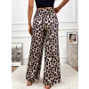 Kadın Yüksek Bel Beli Lastikli Bağcıklı Leopar Desenli Süprem Pantolon