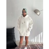 Kapşonlu Üç İplik Penye Basic SweatShirt - Beyaz