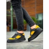 KB-X8 Kuback Siyah Sarı Cilt Yüksek Taban Günlük Spor Ayakkabı