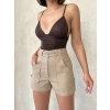 Kemer detaylı gabardin şort bej s25289