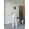 Keten Ceket Pantolon Ikili Takım - Beyaz