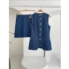 Kolsuz Yelekli Mini Etekli Denim Takım 10164