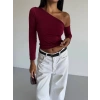 Omuz detaylı kollu bluz bordo f2336
