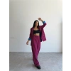 OTTOMAN ÇİZGİLİ CEKET-PANTOLON TK - Fuşya