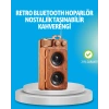 Retro Bluetooth Hoparlör Ahşap Görünümlü 5W Çift Stereo Ses
