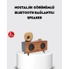 Retro Gramofon Tasarımlı Bluetooth Hoparlör – 3D Stereo Ses, 1800 mAh Batarya