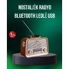 Taşınabilir Nostalji Radyo Bluetooth USB AUX Girişli