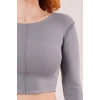 Ters Dikişli Basic Antrasit Body Bluz
