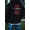 Üç İplik Kapüşonlu Baskılı Oversize SweatShirt- Siyah