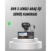 Üç Kameralı Araç DVR Full HD Gece Görüşlü ve 2 inç IPS Ekranlı