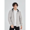 Unisex Tam Fermuarlı Kapşonlu  SweatShirt - Boyalı Gri