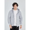 Unisex Tam Fermuarlı Kapşonlu  SweatShirt - Gri