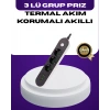 USB Yuvalı Anahtarlı Üçlü Priz 2 Metre Kablolu