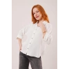 Yarasa Kol Rahat Kalıp Beyaz Gömlek