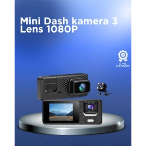 1080P 3 Kameralı Araç DVR – Döngü Kayıt ve Geri Görüş Özellikli