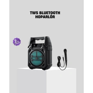 6.5 İnç Bluetooth Hoparlör Mikrofonlu Taşınabilir Karaoke ve Parti Sistemi