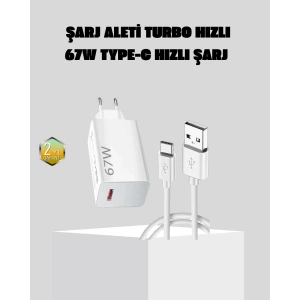 67W Süper Hızlı Şarj Adaptörü ve Kablo Seti – Güvenli, Kompakt ve Ergonomik Tasarım