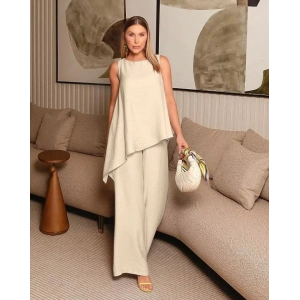 Asimetrik Bluz - Pantolon İkili Takım