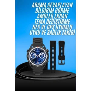 Akıllı Saat Çelik Kordonlu Amoled Ekran Android ve İOS Uyumlu Çağrı Cevaplayabilen