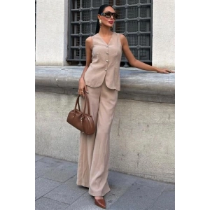 Arkası Bağcıklı Yelek Plazza Pantolon Modal Takım 10202-08