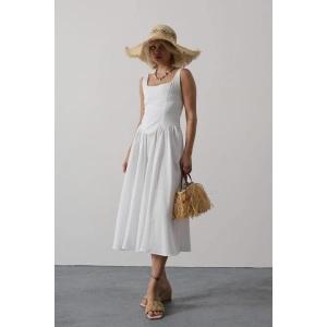 Askılı Uzun Elbise - Beyaz