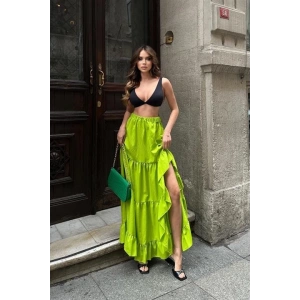 Audrey Fıfrlı Yırtmaç Detay Etek 4037