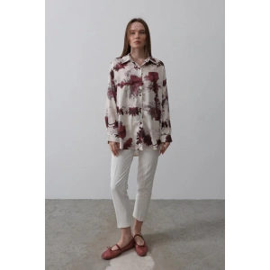 Baskılı Gömlek - Bordo