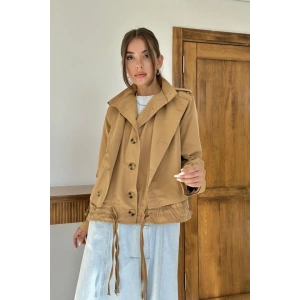 Camel Çift Katlı Kısa Ceket