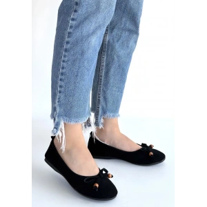 Cear Siyah Deri Tozu Süet Babet Ayakkabı