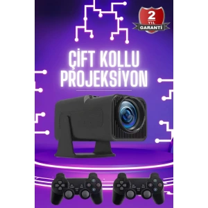 Çift Kollu Projeksiyon Taşınabilir Game Projektör Full Hd 1080P 4k Projeksiyon Gamepad