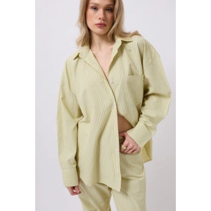 Çizgili Cep Detay Gömlek