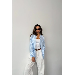 ÇİZGİLİ GÖMLEK - Mavi