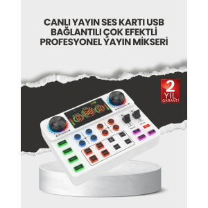 Çok Efektli Canlı Yayın Ses Mikseri USB ve Kablosuz Uyumlu