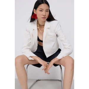 Crop Keten Blazer Ceket