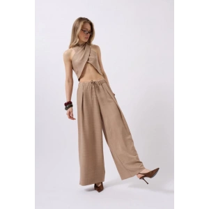 Düşük Bel Oversize Keten Pantolon