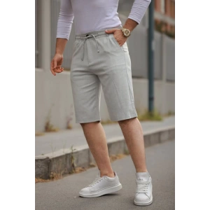Erkek Beli Bağcıklı Ve Düğmeli Bezayağı Kumaş şort